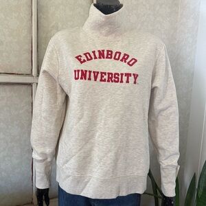 LEAGUE Oatmeal Edinboro University Pullover Stadium Mock Neck Sweatshirt Sz Med